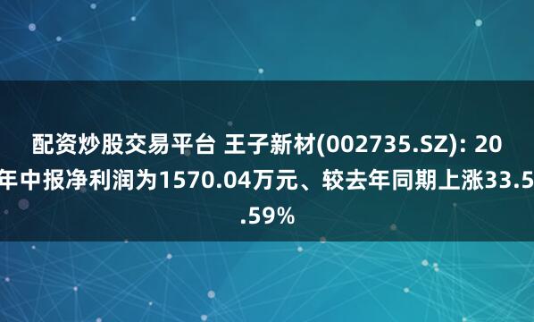 配资炒股交易平台 王子新材(002735.SZ): 2025年中报净利润为1570.04万元、较去年同期上涨33.59%