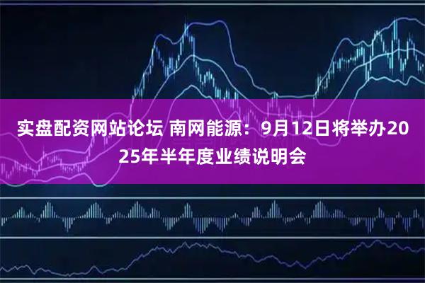 实盘配资网站论坛 南网能源：9月12日将举办2025年半年度业绩说明会